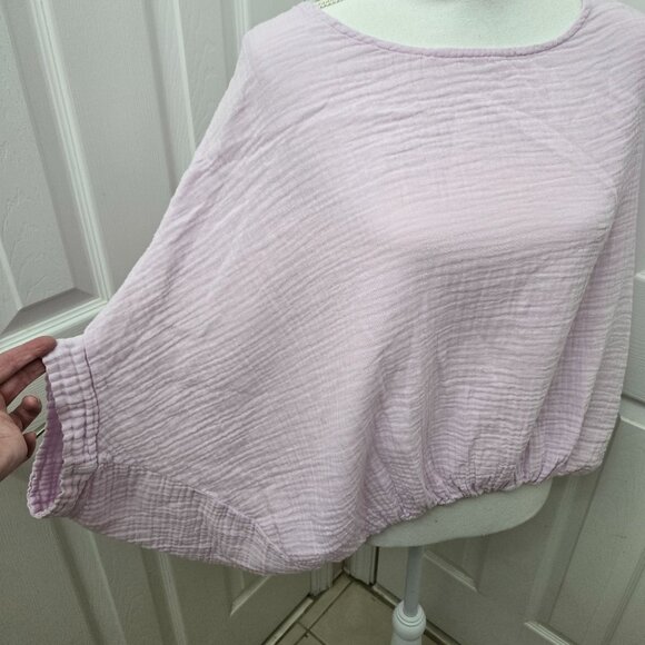 Stark X Bubble Blouse Womens Large Lilac Purple Gauzy Dolman Sleeve Festival - Picture 5 of 12